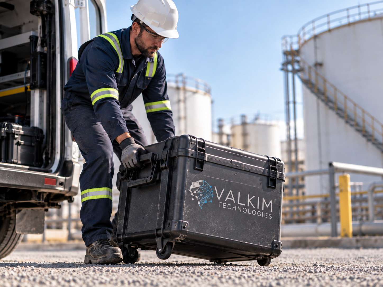 Valkim field technician deploying Sentinel inspection equipment